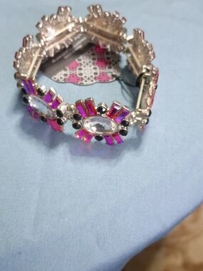 paparazzi Pink and Clear Crystal Stretch Bracelet